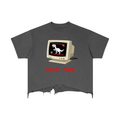 Vintage Wash Boxy Distressed Hem RETRO DINO GAME OVER T-Shirt