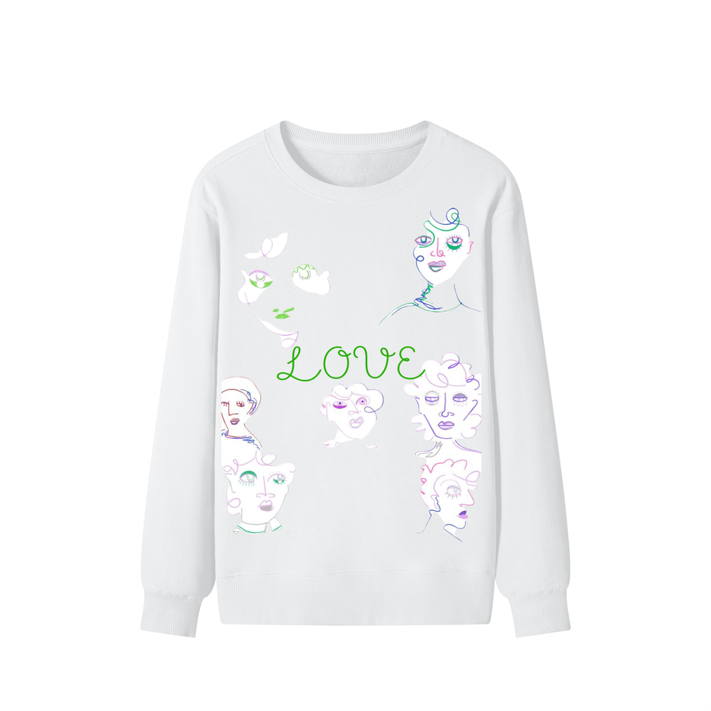 Classic Unisex Cotton LOVE HAS DIFFERENT FACES Sweatshirt