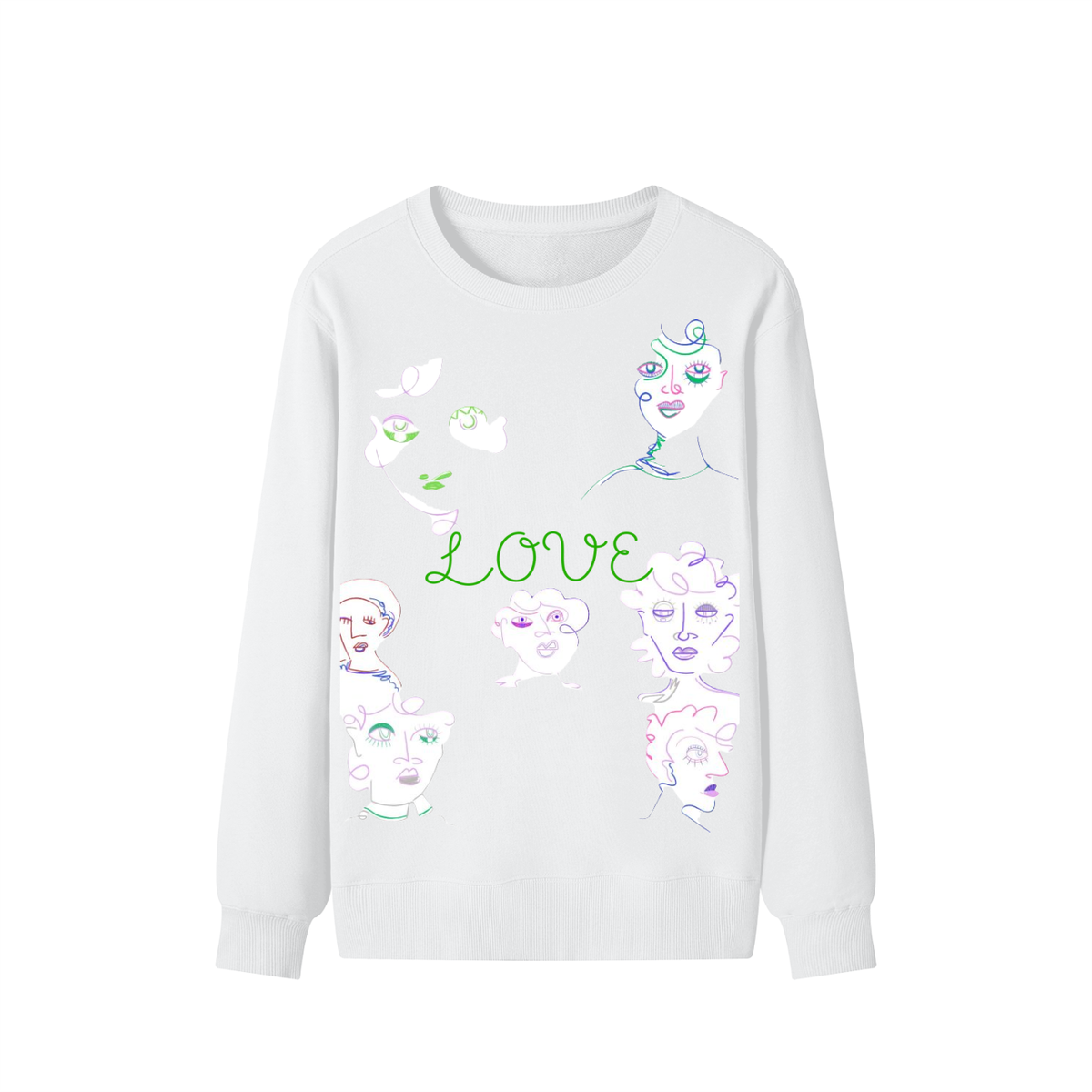 Classic Unisex Cotton LOVE HAS DIFFERENT FACES Sweatshirt
