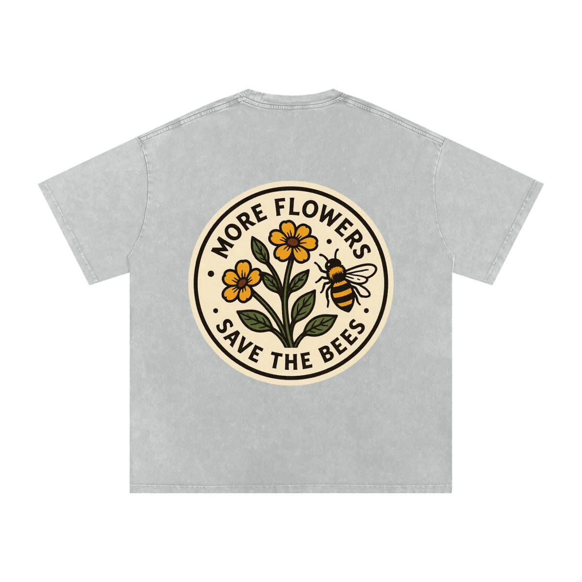 Snow Washed Oversized Cotton SAVE THE BEES T-Shirt