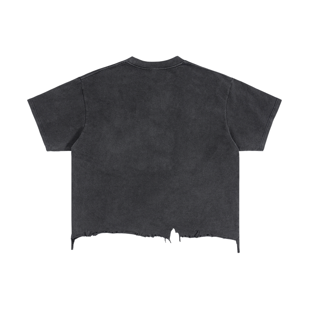 Vintage Wash Boxy Distressed Hem RETRO DINO GAME OVER T-Shirt